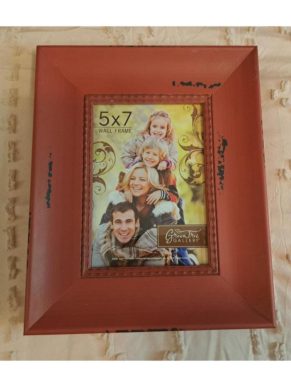 Green Tree Gallery Country Rustic Distressed Red Wood Picture Frame 5x7